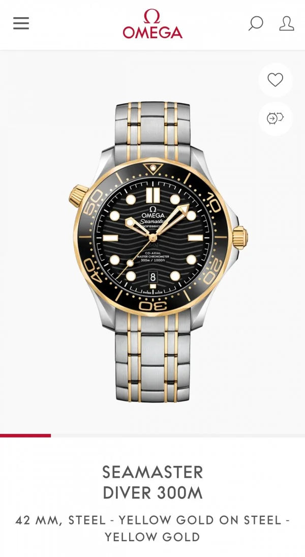 Omega Sea Master Diver 300 Automatic Gold Black